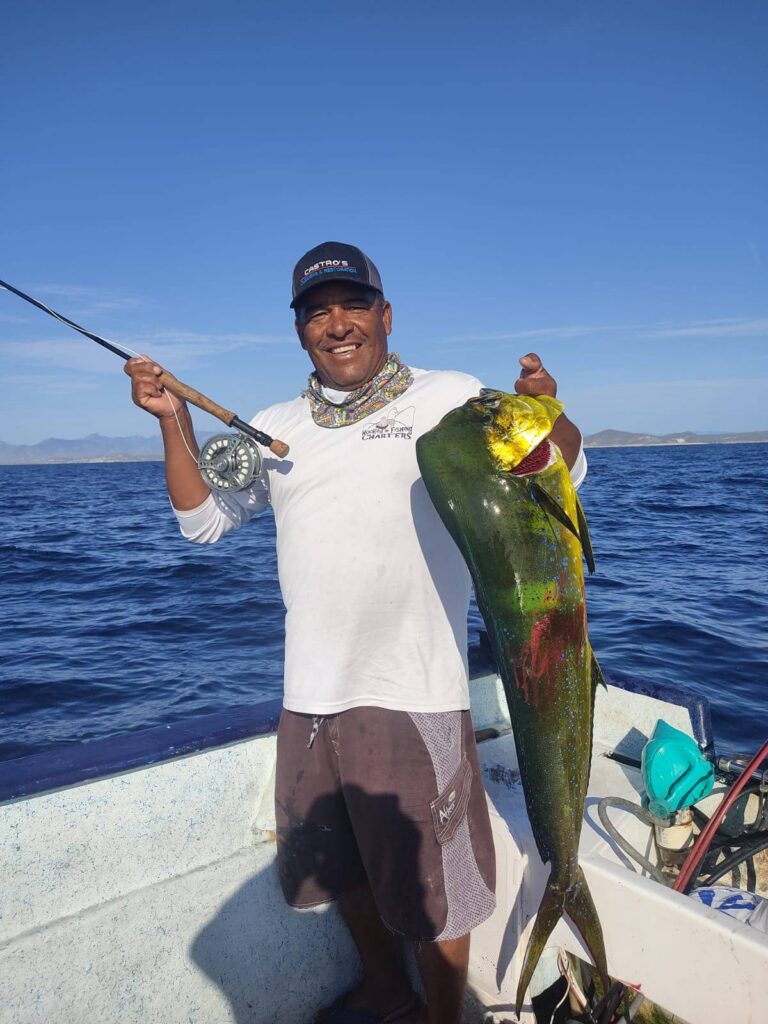 Roosterfish caught during an inshore fly fishing style trip in Los Cabos