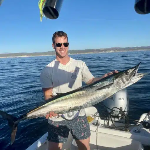 Angler holding a freshly caught wahoo off the coast of San José del Cabo, May 2025