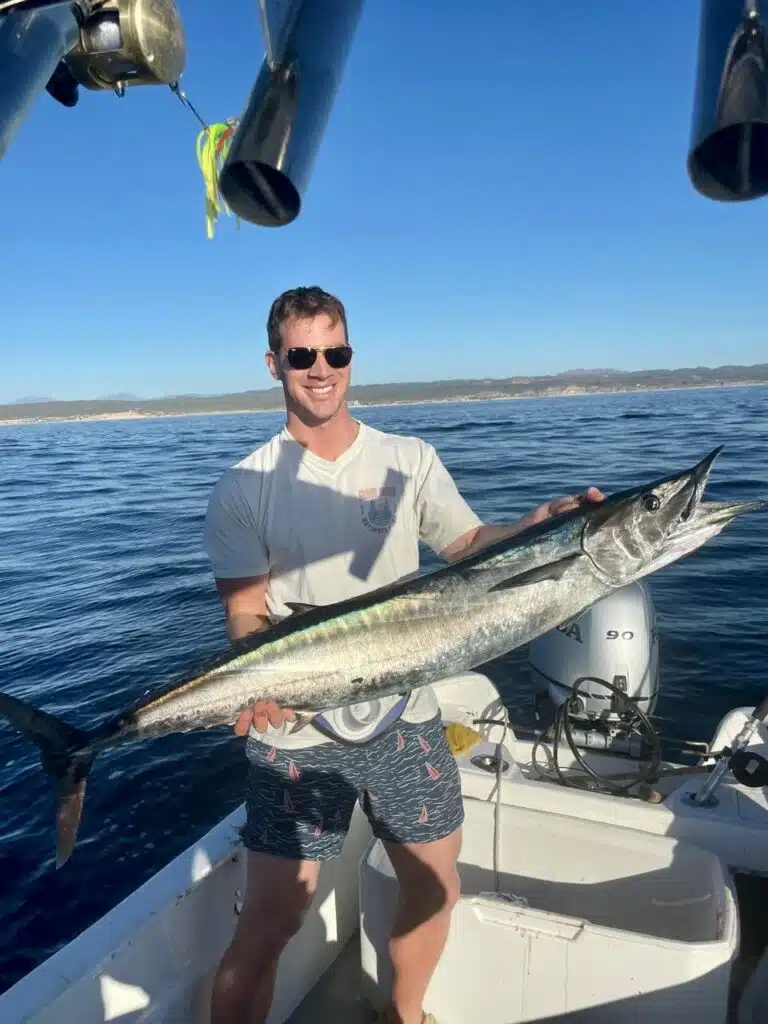 Angler holding a freshly caught wahoo off the coast of San José del Cabo, May 2025
