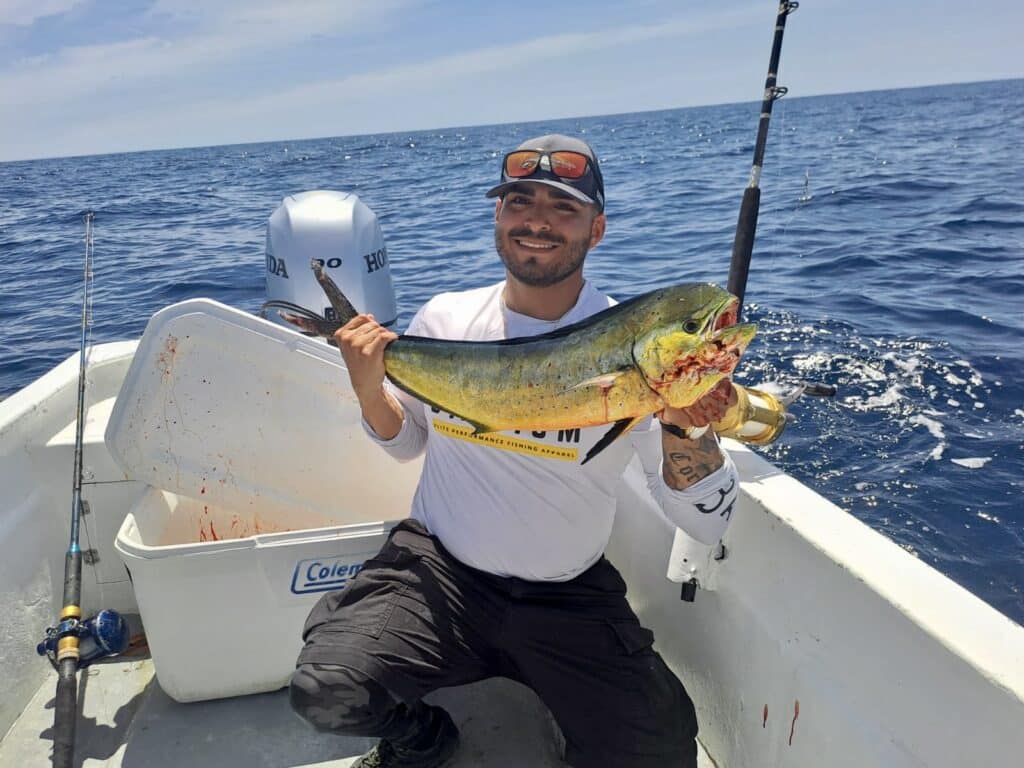 Bright-colored mahi mahi caught on a panga fishing trip near San José del Cabo, Baja California Sur
