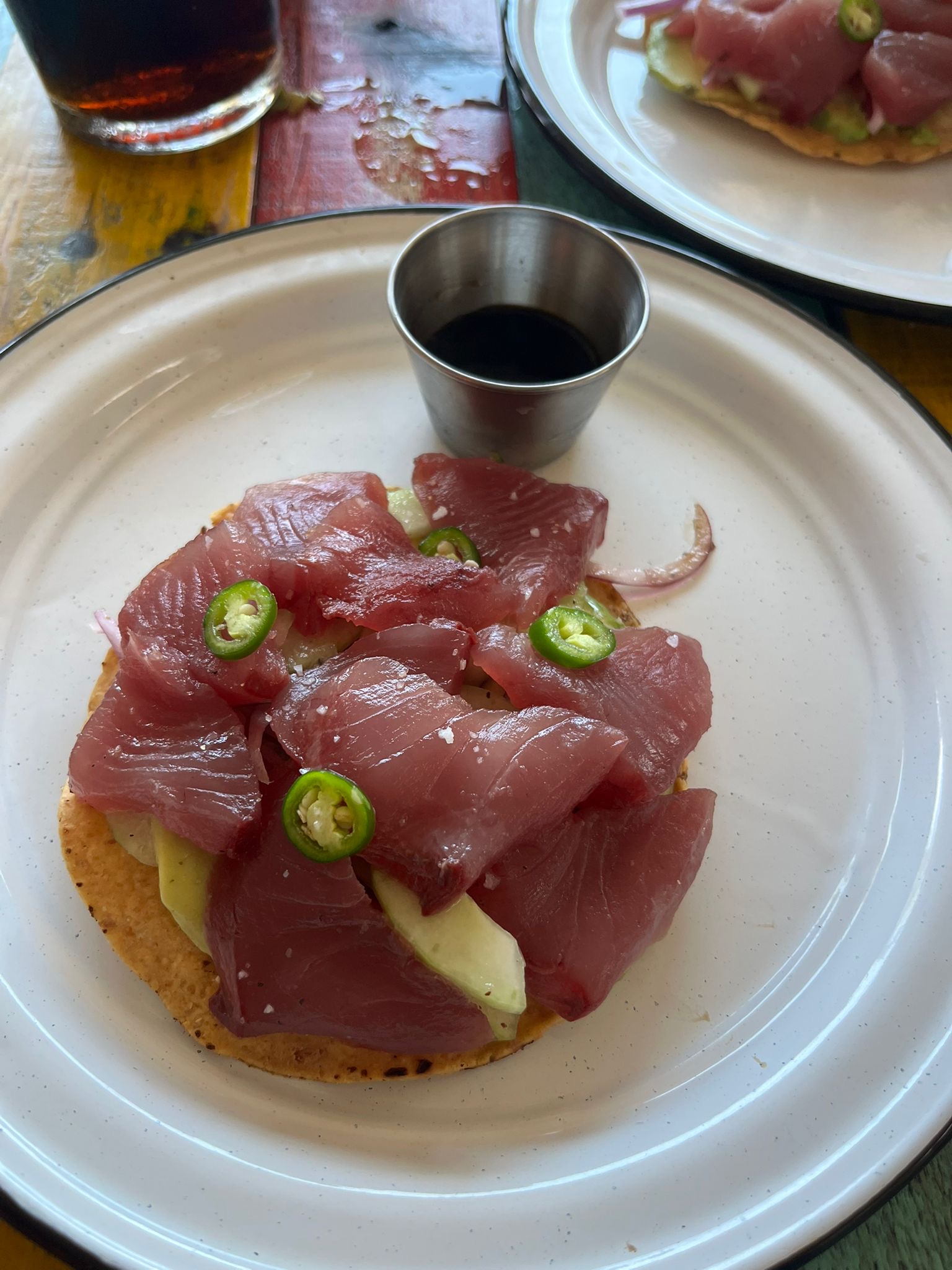 Fresh spicy tuna prepared on board during luxury yacht fishing in Cabo