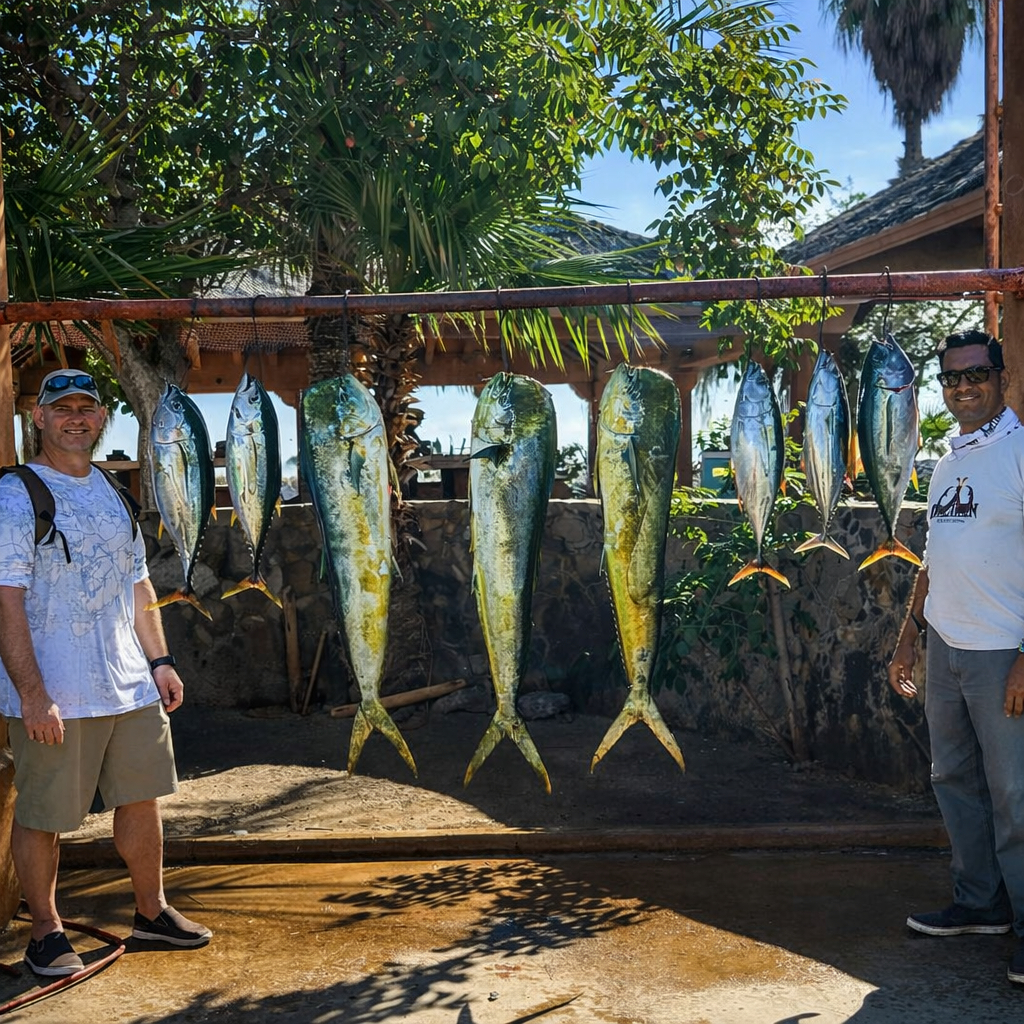 Yellowfin tuna caught at Iman with Daliken Sportfishing in San José del Cabo, tuna fishing action photo