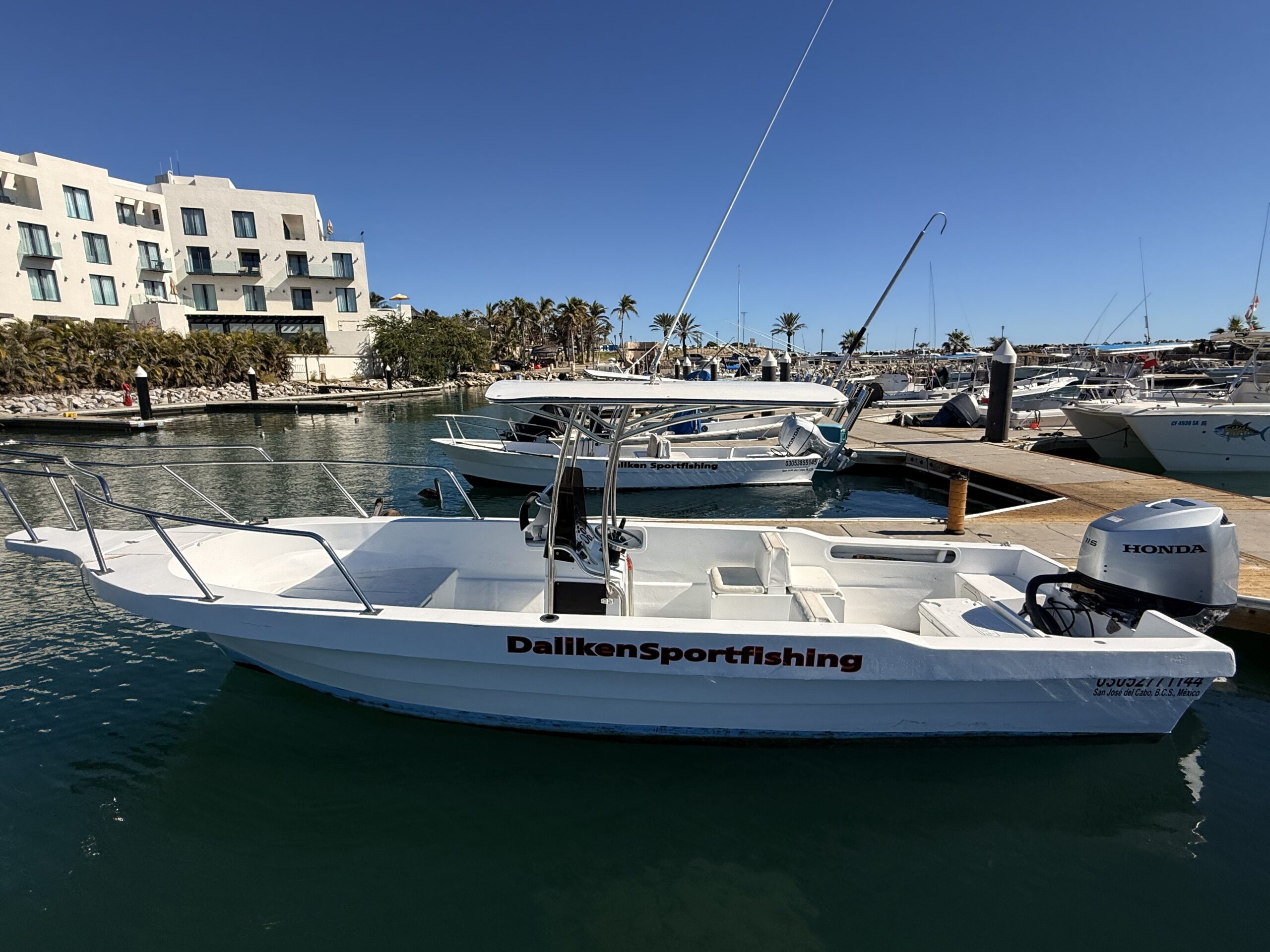 Super Panga 26ft sportfishing boat in San Jose del Cabo offering extra space and comfort for offshore trips