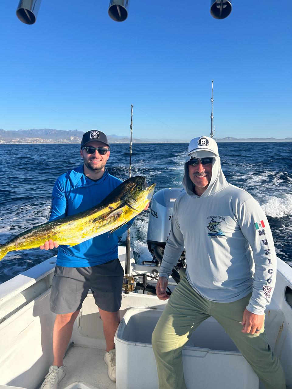 Fishing clients in San Jose del Cabo with their catch during a private sportfishing trip