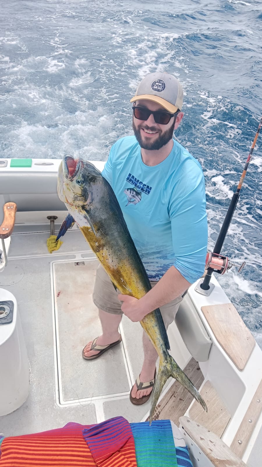 Happy angler aboard Daliken Sportfishing after a successful fish report day in San Jose del Cabo
