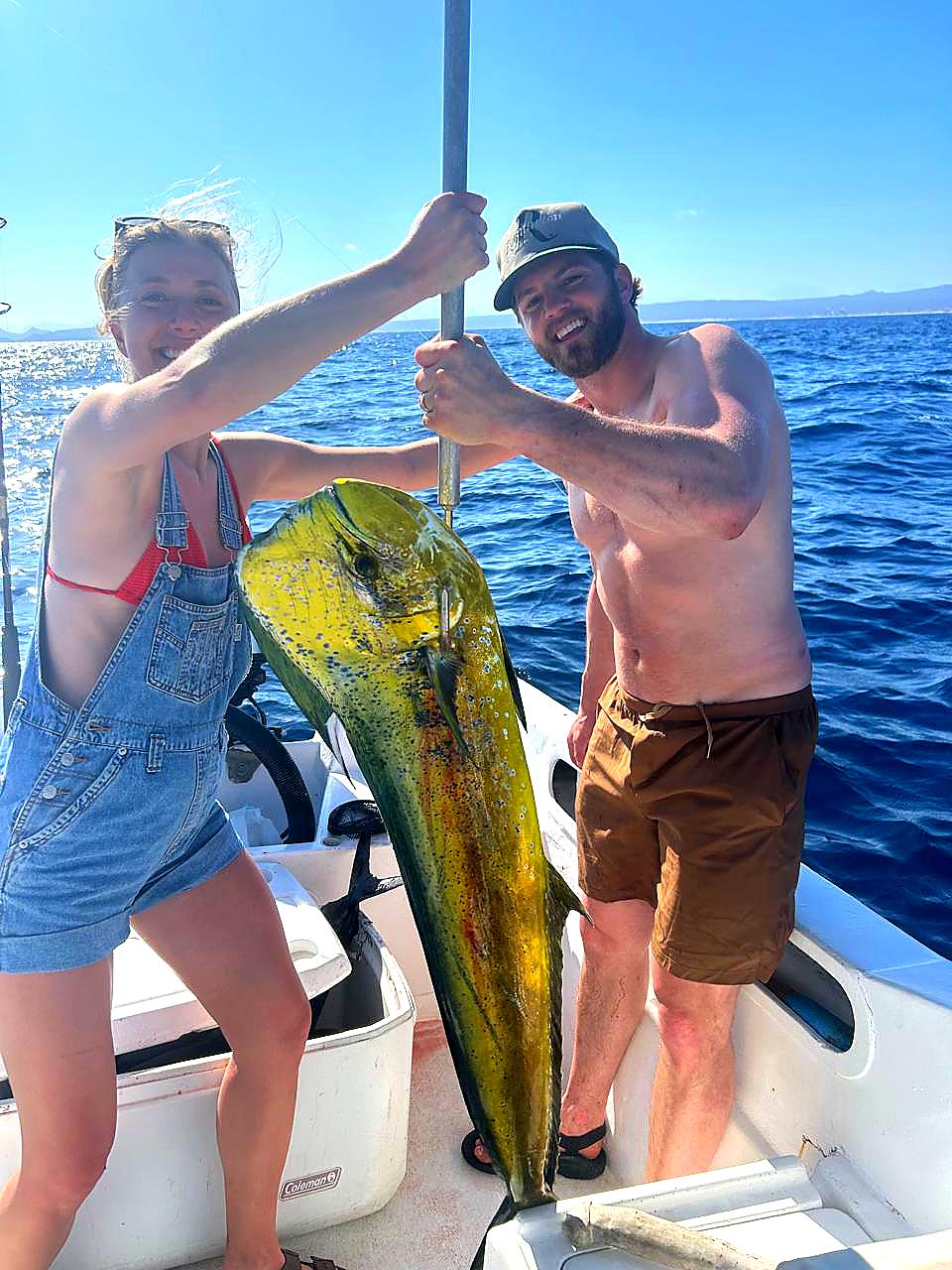 Fishermen showing yellowfin tuna caught on sardines in San Jose del Cabo Mexico