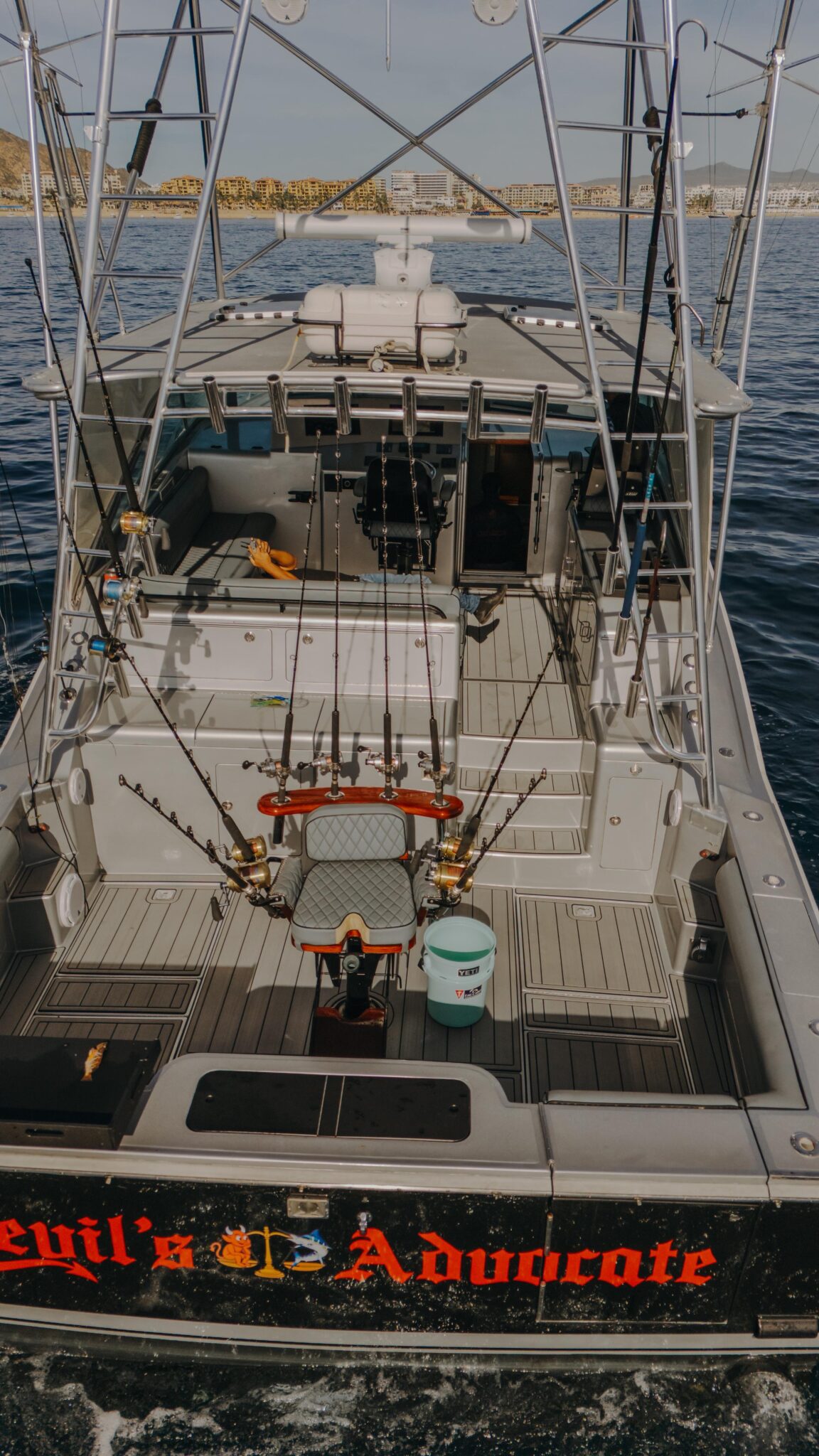 Cabo 48ft luxury interior Cabo San Lucas private fishing charter air conditioning