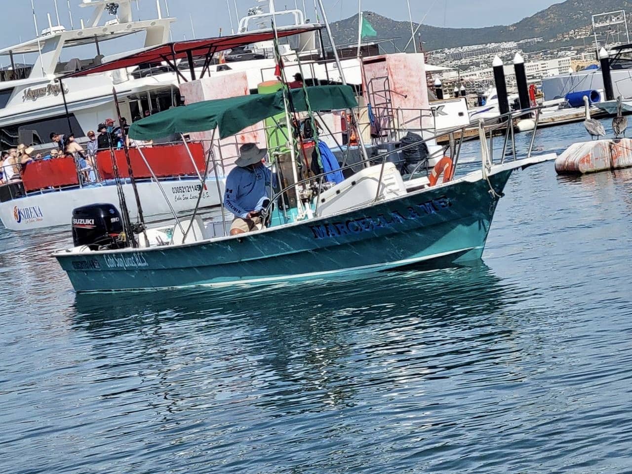 Super panga 26ft fishing boat Cabo San Lucas marina Daliken