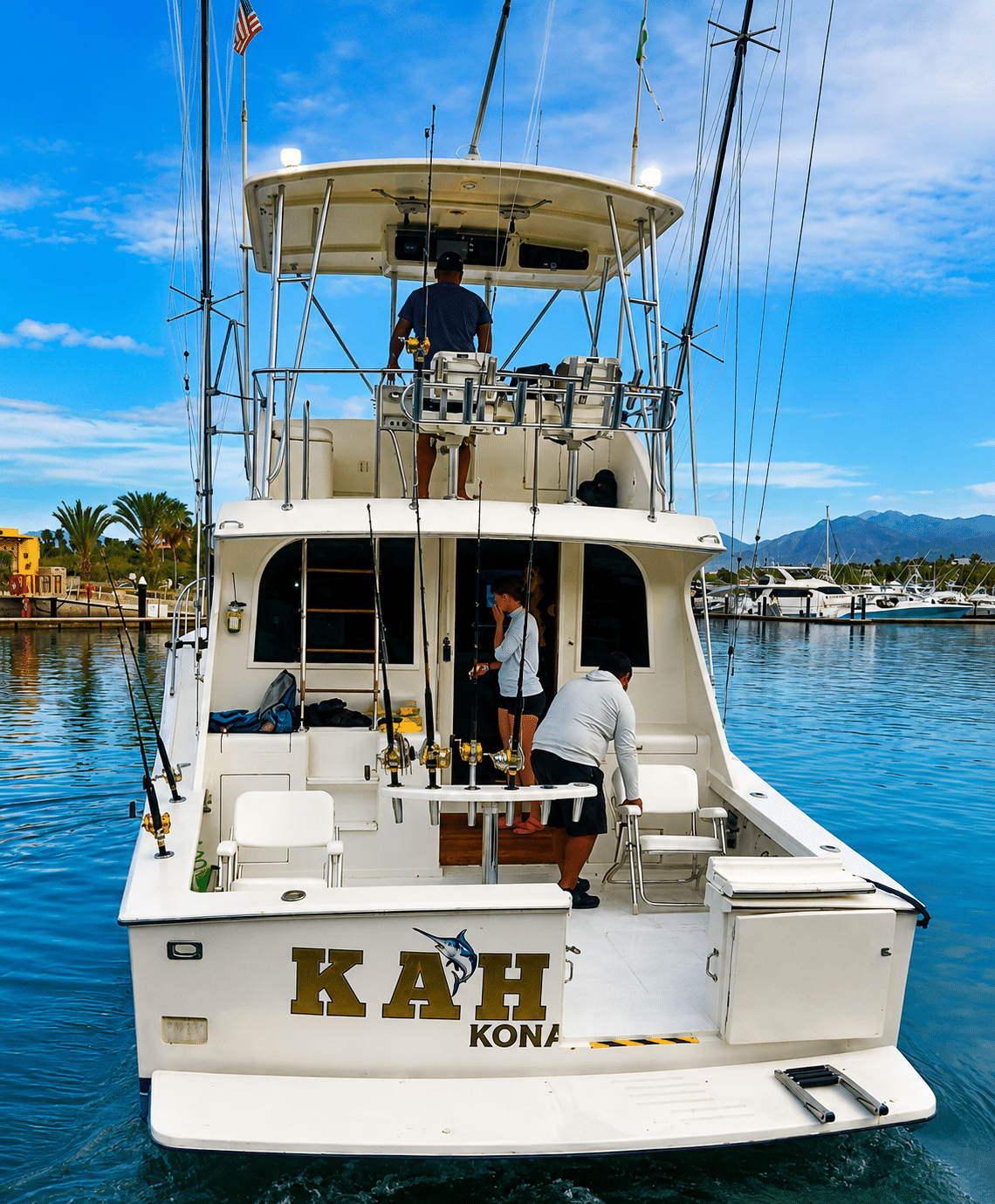 Kahuna Flybridge 47ft private yacht charter in Los Cabos